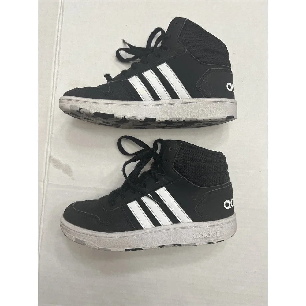 Adidas Kids Hoops 2 FY6468 Black Running Shoes Sneakers Size 2 US Basketball Mid